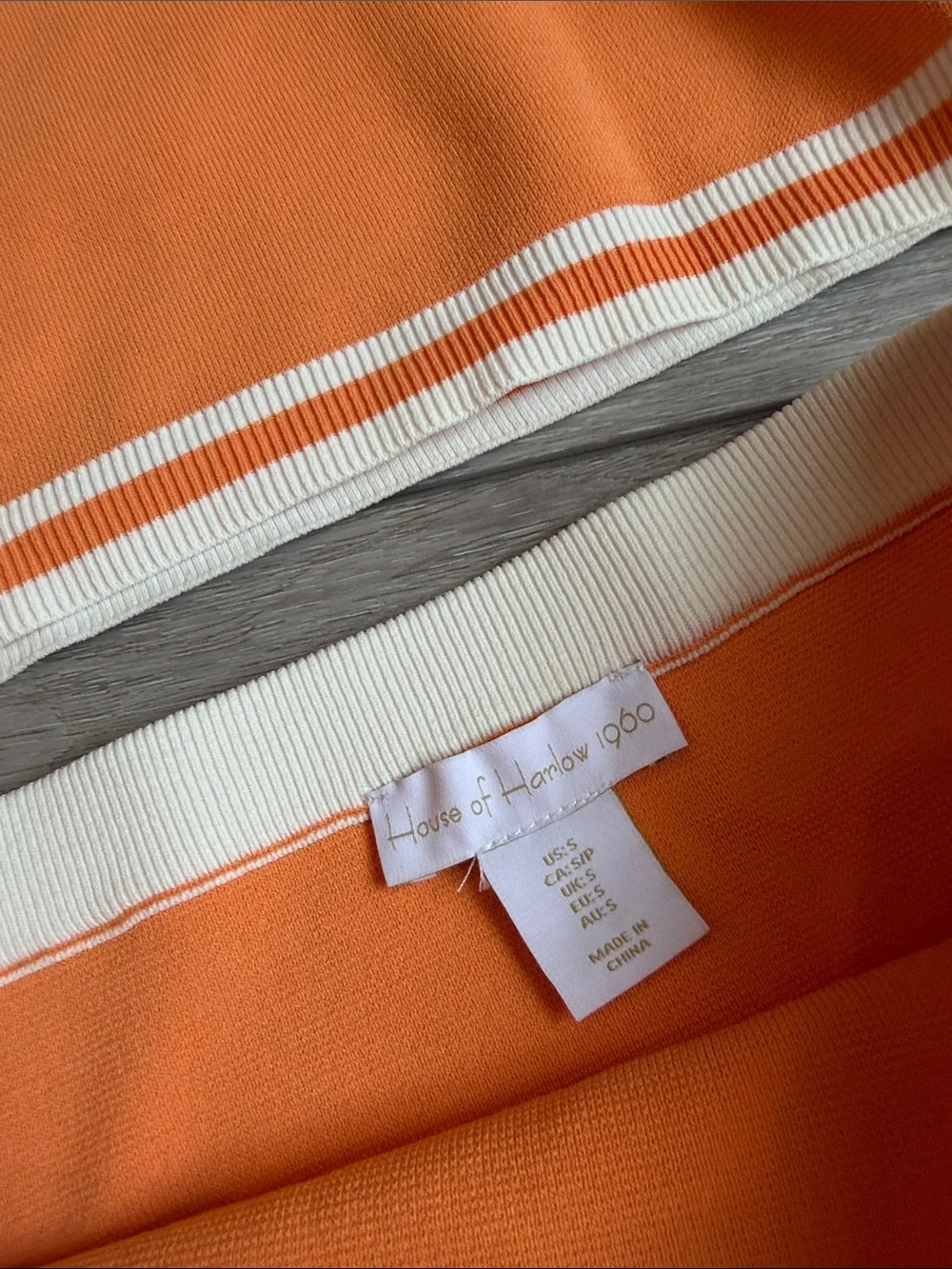 House of Harlow 1960 Orange Crop Top & Mini Skirt Set with White Trim size small